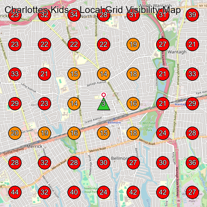 Charlottes Kids GeoGrid visibility map for Plant Nursery in Bellmore